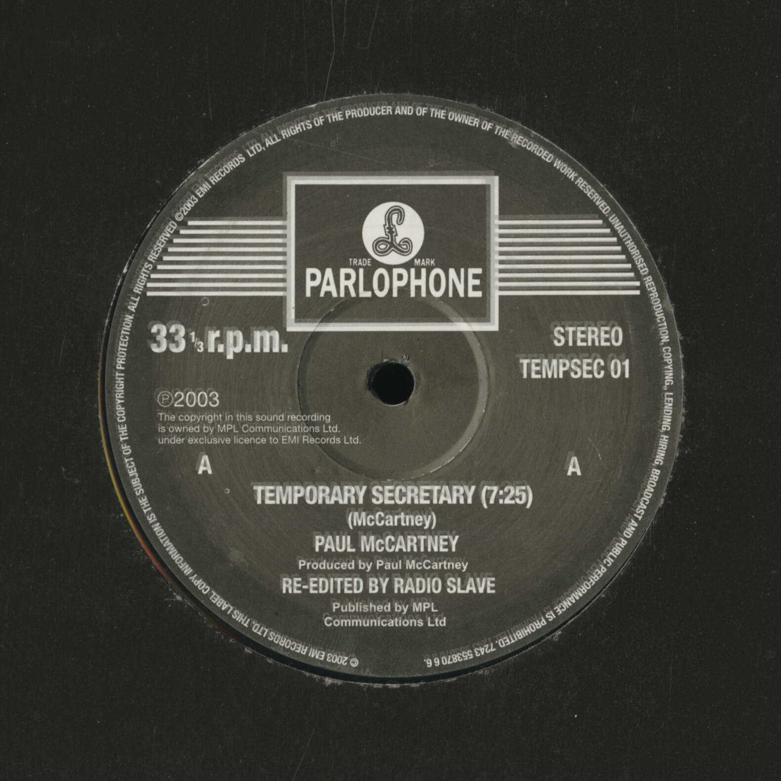 Paul McCartney – Temporary Secretary (Re-Edited By Radio Slave)