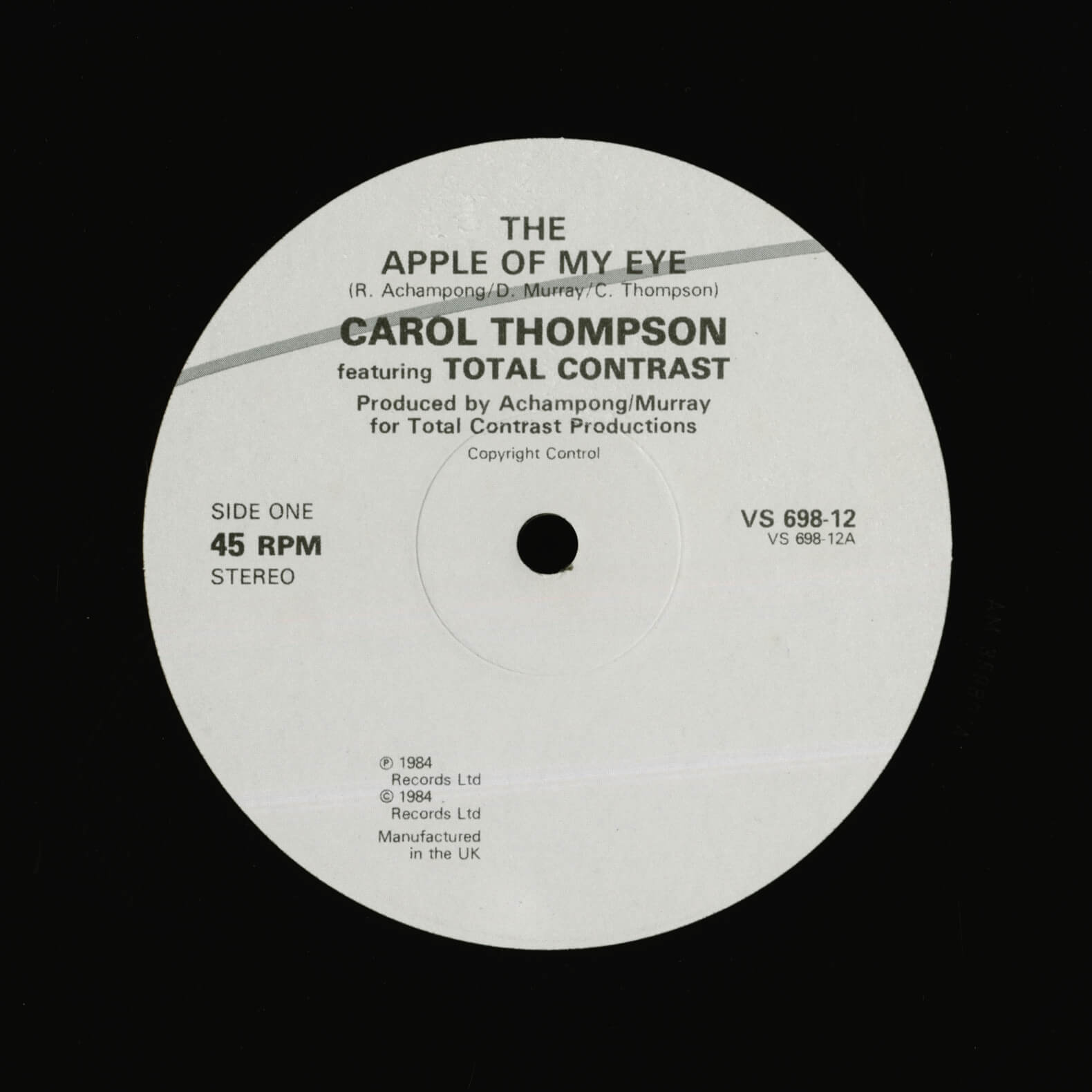 Carol Thompson Featuring Total Contrast – The Apple Of My Eye / Drift Away