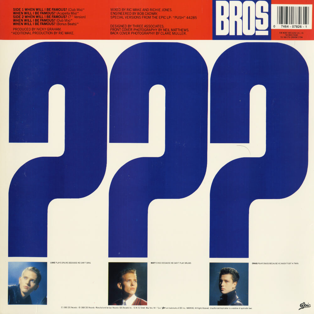 Bros – When Will I Be Famous?