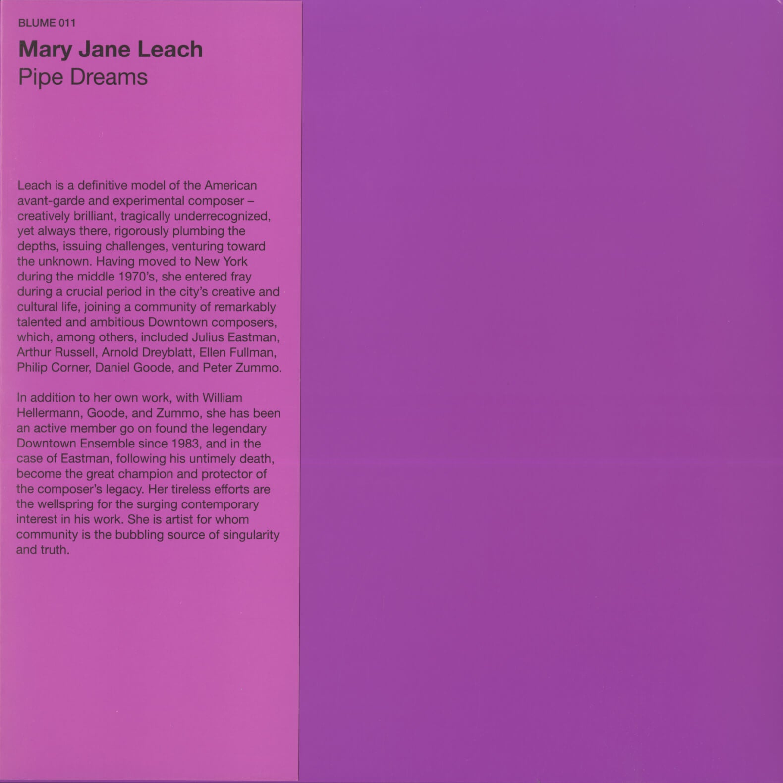 Mary Jane Leach – Pipe Dreams