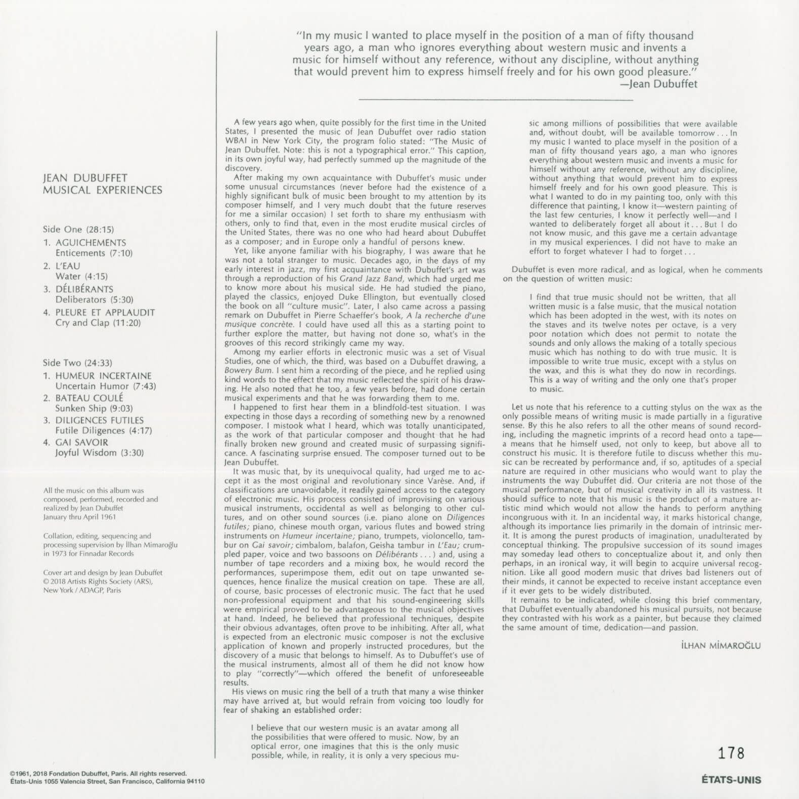 Jean Dubuffet – Musical Experiences