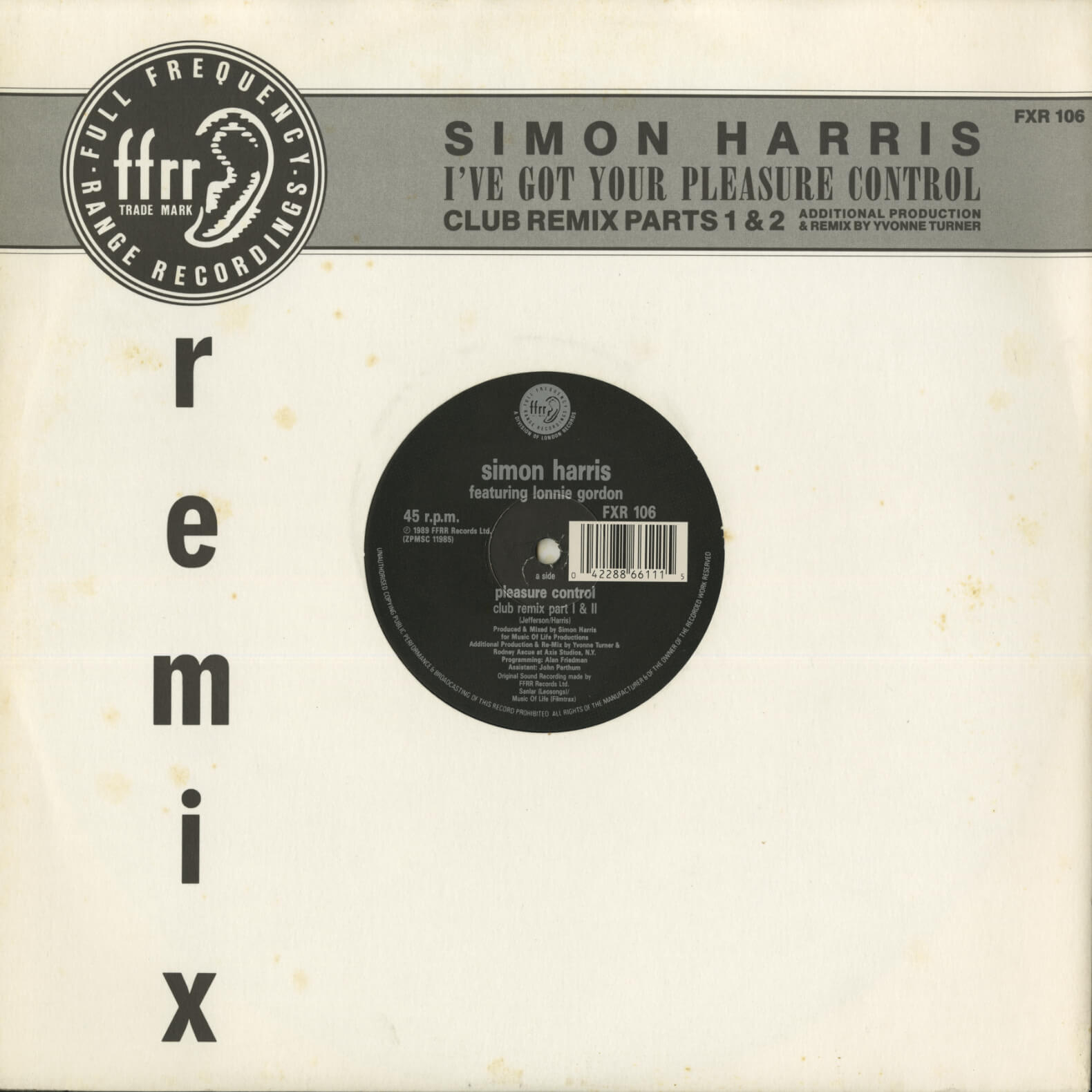 Simon Harris Featuring Lonnie Gordon – I've Got Your Pleasure Control (Club Remix Parts 1 & 2)