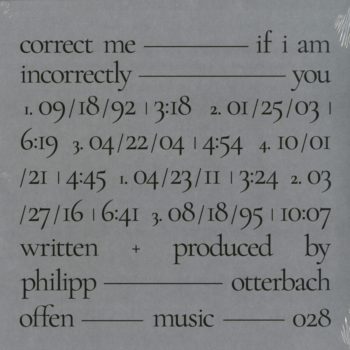 Philipp Otterbach – Correct Me If I Am Incorrectly You