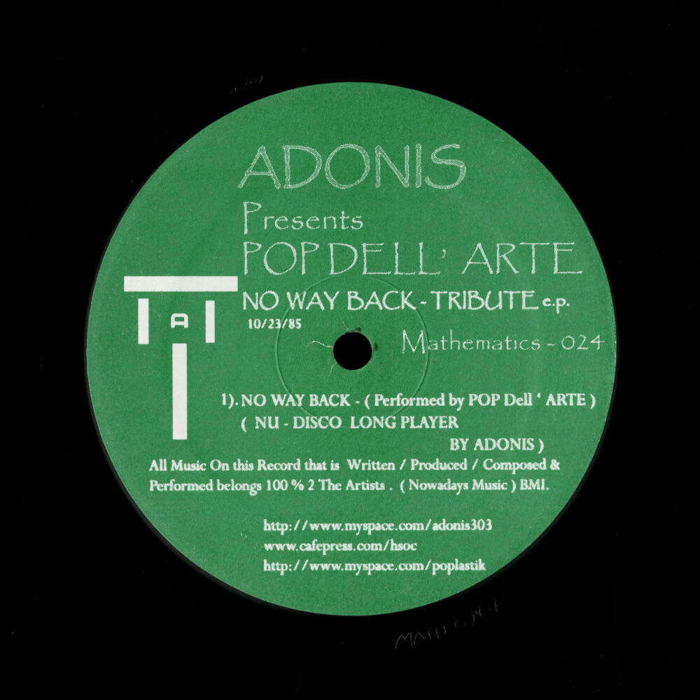 Adonis Presents Pop Dell' Arte – No Way Back - Tribute E.P.