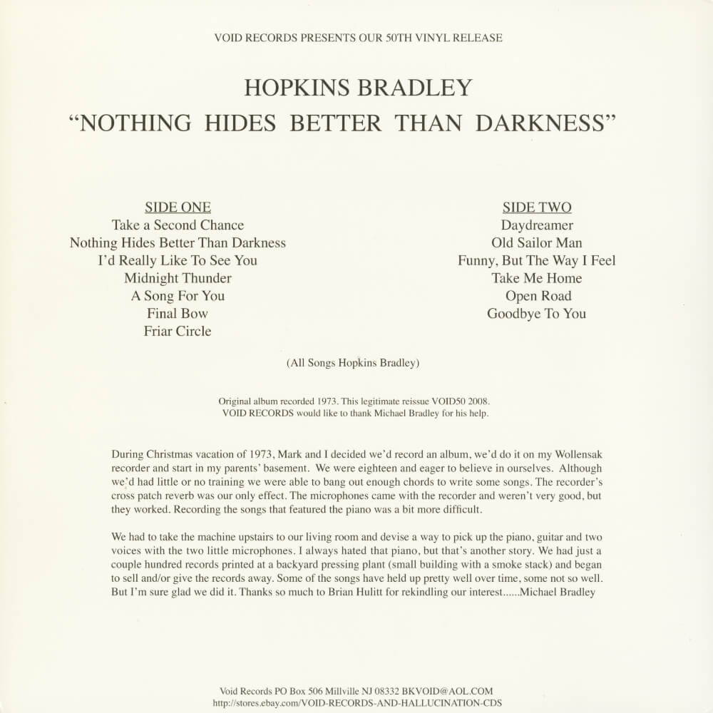 Hopkins Bradley – Nothing Hides Better Than Darkness